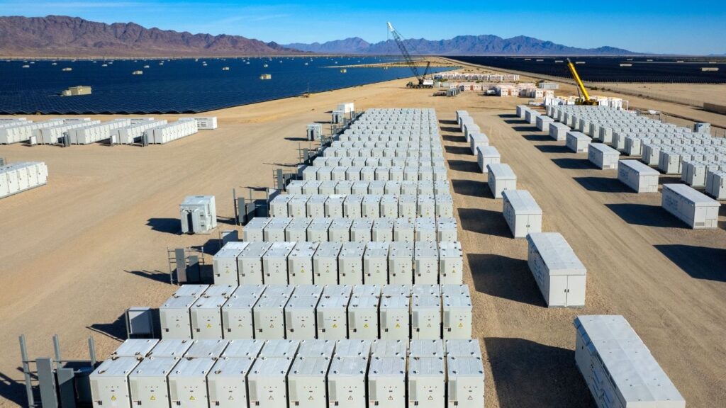 electrical storage array at solar power plant